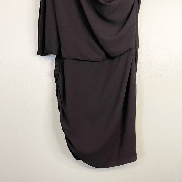 Haute Hippie Women's Black Side Zip Cowl Neck One Cold Shoulder Mini Dress Small - Picture 6 of 9